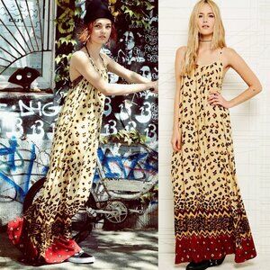 Revolve MinkPink Maxi Dress Wild Thing Leopard Print Ombre Bohemian Size XS Boho